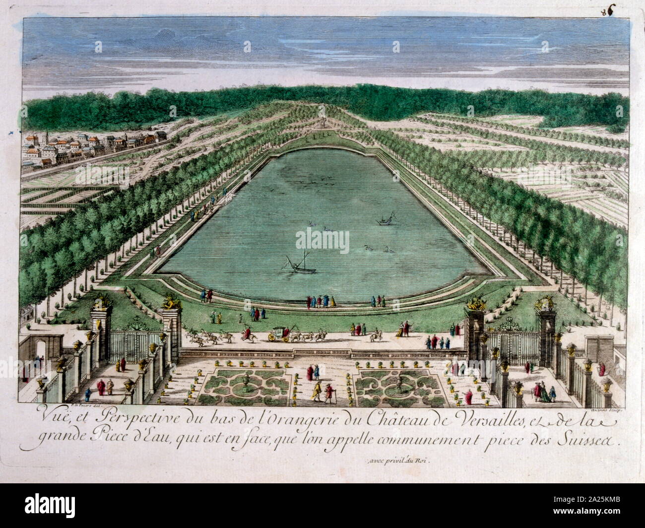 Les jardins de l'Orangerie du Château de Versailles, France. 18ème siècle illustration Banque D'Images