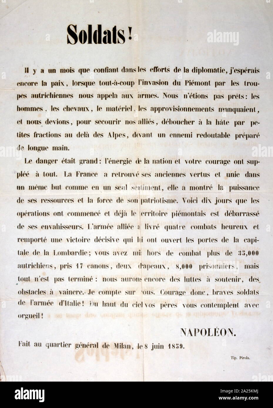 La guerre avec l'Italie 1859 ; annonce par Napoléon III, l'empereur des Français. Bien qu'il avait très peu d'expérience militaire, a décidé de mener l'armée française en Italie lui-même. Une partie de l'armée française a traversé les Alpes, tandis que l'autre partie, avec l'Empereur, a atterri dans les gènes (Gênes) le 18 mai 1859. Banque D'Images
