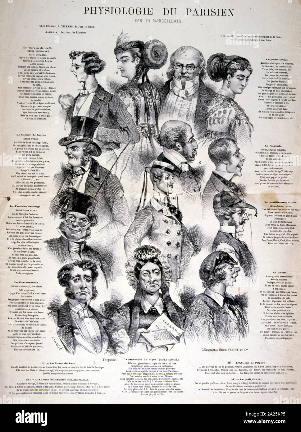 Caricatures de citoyens français vers 1880 Banque D'Images