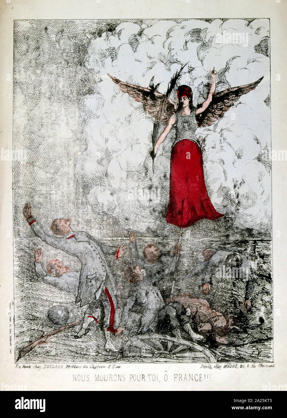 Allégorie français sur la guerre franco-allemande ou la guerre franco-allemande souvent appelé en France comme la guerre de 1870, était un conflit entre le Second Empire de Napoléon III et les états allemands de la Confédération d'Allemagne du Nord dirigée par le royaume de Prusse Banque D'Images