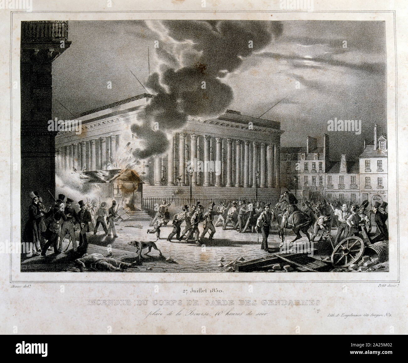 Illustration montrant les événements au cours de la 'Révolution Française' de juillet 1830. Banque D'Images