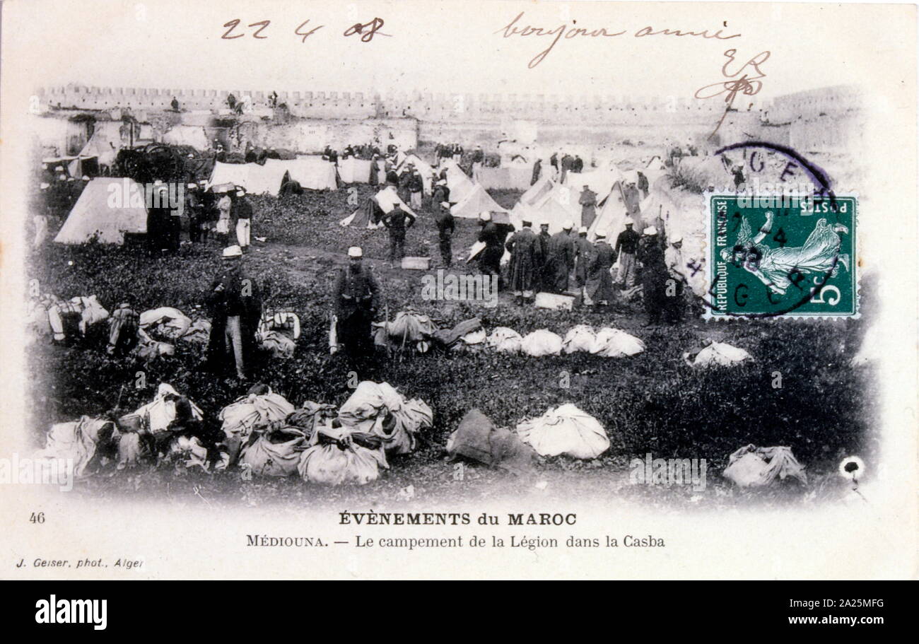 Camp de la légion étrangère au Maroc 1908 Banque D'Images