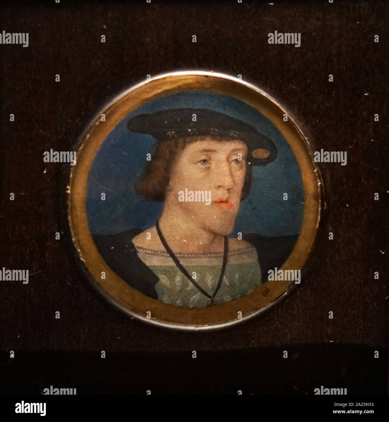 Portrait miniature de Charles V par Lucas Horenbout. Lucas Horenbout (1490-1544) un artiste flamand. Banque D'Images
