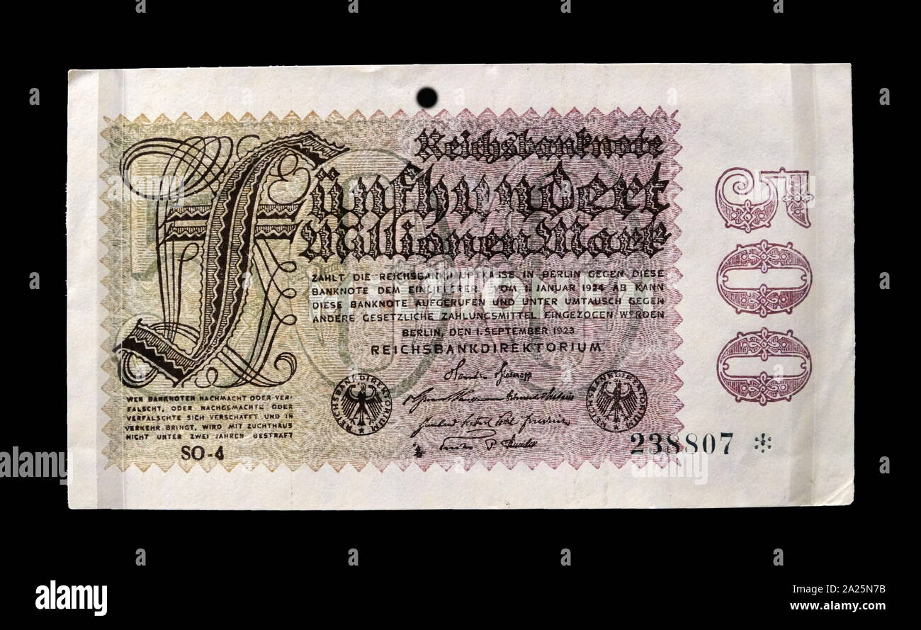 500, 000, 000 billets Reichsmark pendant l'ère de l'hyperinflation de Weimar Banque D'Images