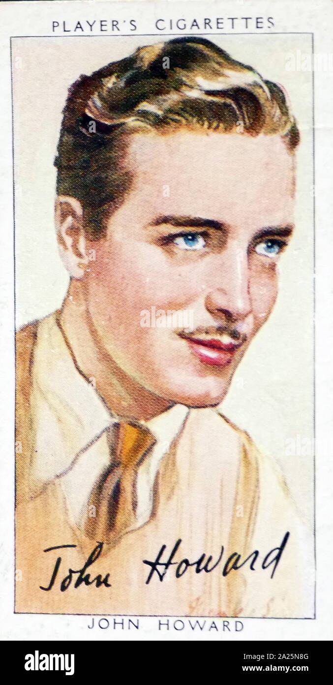 Les cigarettes Player's card représentant John Howard. John Richard Cox Jr. (1913-1995), un acteur américain. Banque D'Images