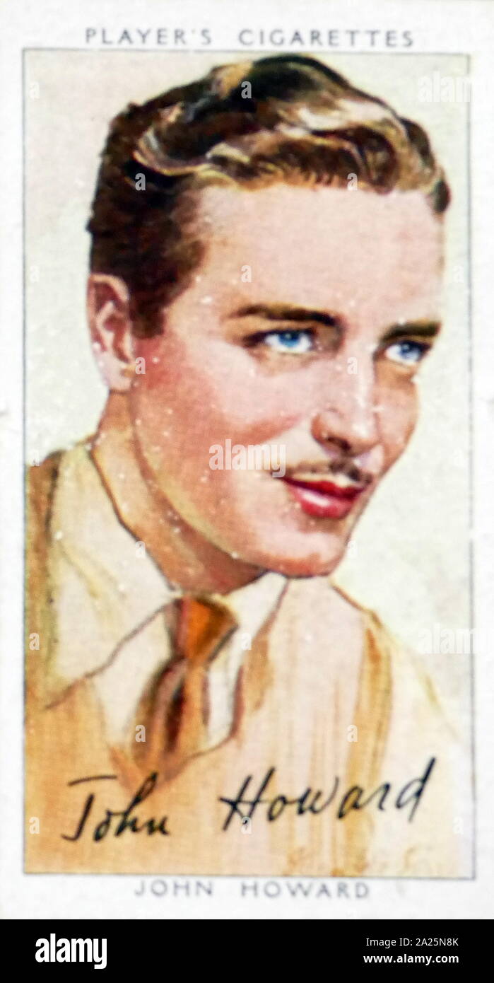 Les cigarettes Player's card représentant John Howard. John Richard Cox Jr. (1913-1995), un acteur américain. Banque D'Images