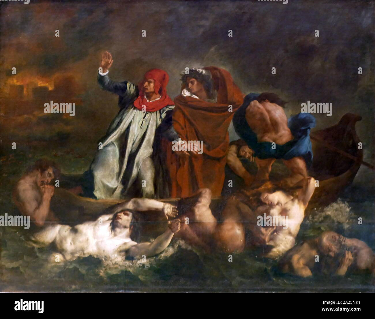 La peinture intitulée 'la barque de dante' par Eugene delacroix ferdinand victor Eugène Delacroix. (1798-1863) Un artiste romantique français. Banque D'Images