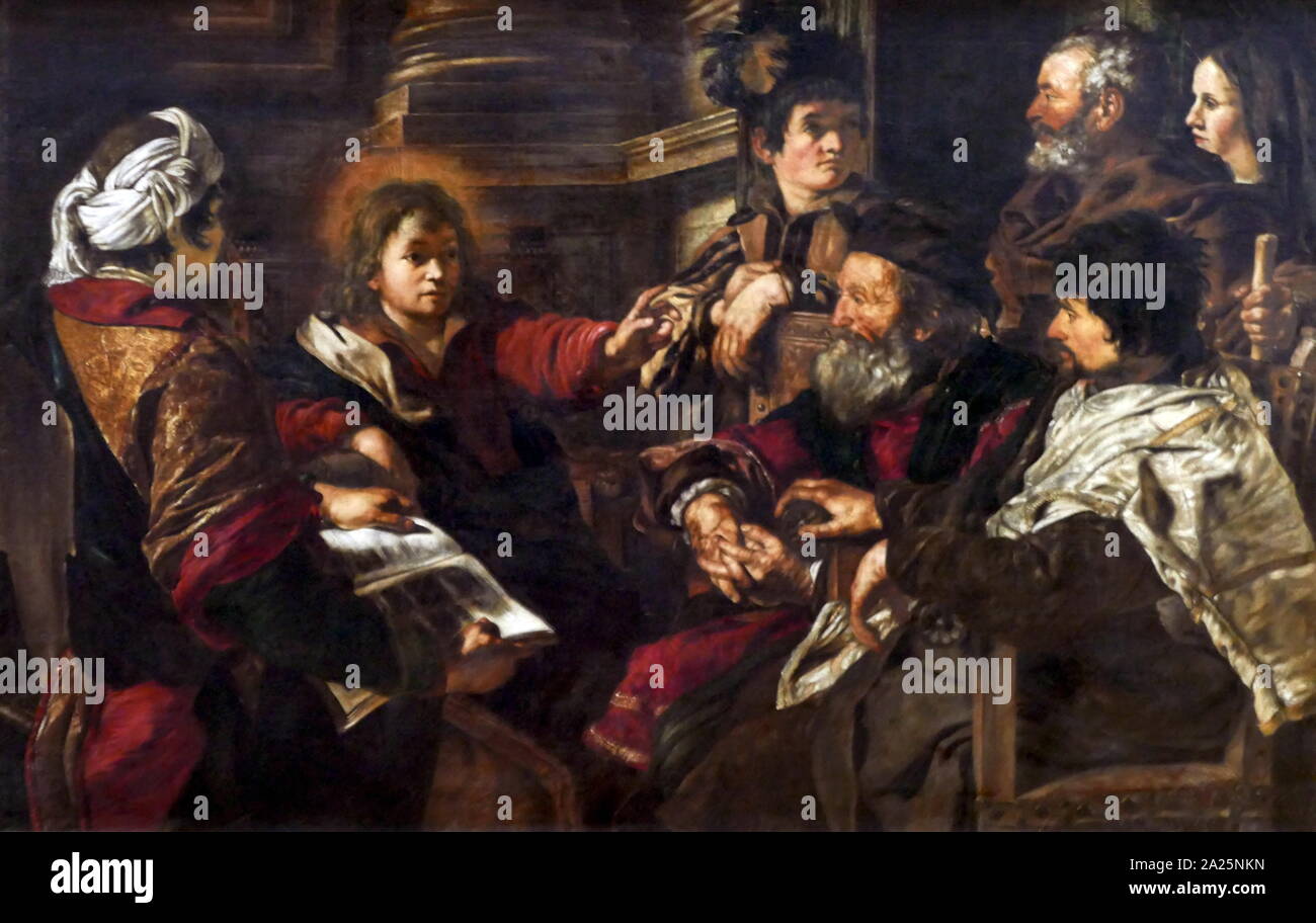 La peinture intitulée "le christ parmi les docteurs' par Giovanni Serodine. Giovanni Serodine (1600-1631) un peintre italien-suisse Banque D'Images