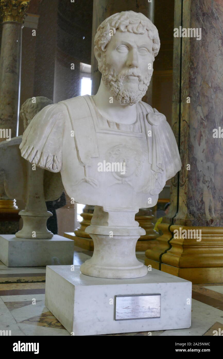 Buste en marbre de lucius aelius césar (101-138) le père de l'empereur lucius verus Banque D'Images
