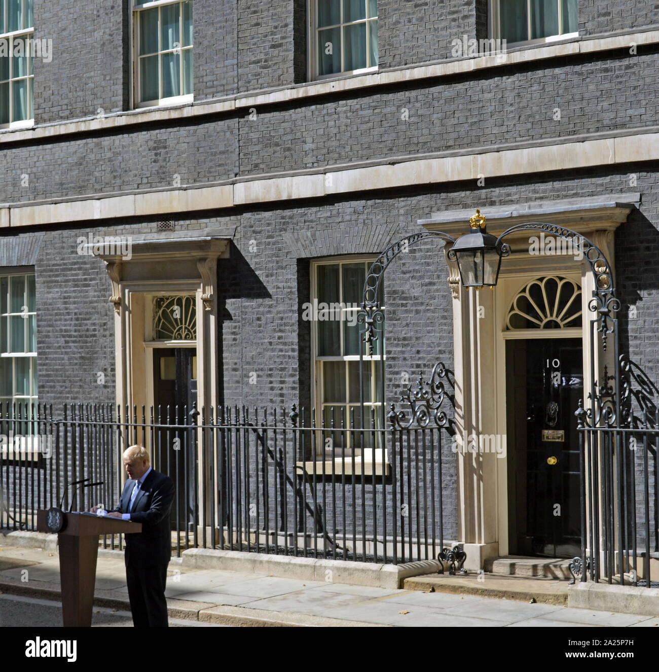 Boris Johnson, (né le 19 juin 1964), politicien britannique et premier ministre du Royaume-Uni et chef du parti conservateur depuis juillet 2019. Boris Johnson arrivant à Downing Street pour son premier jour en tant que premier ministre le 24 juillet 2019 Banque D'Images