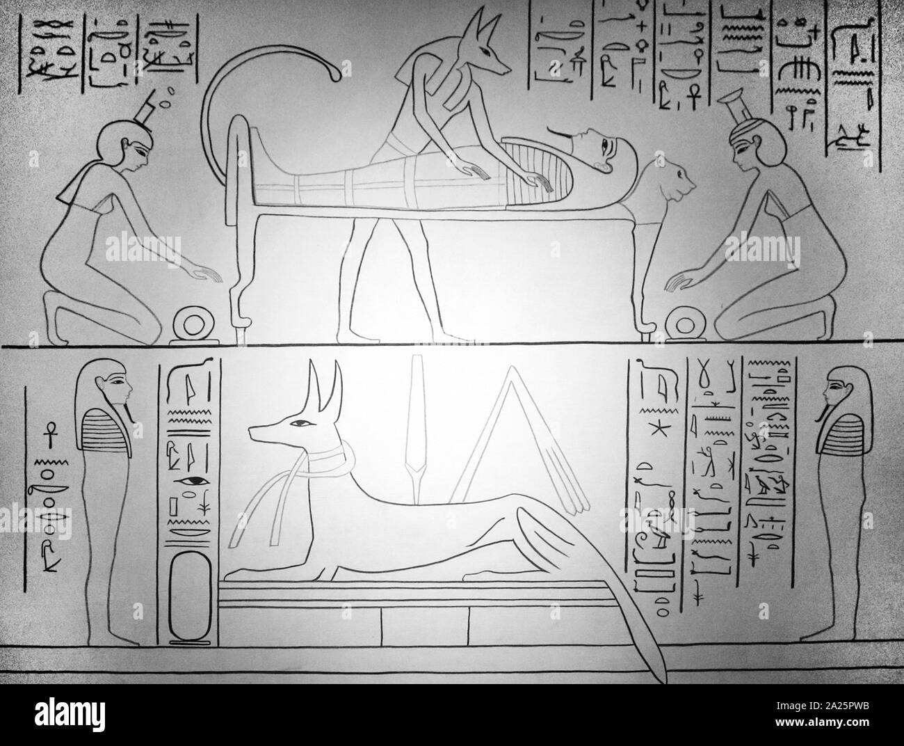 Illustration moderne montrant Anubis le dieu des morts. Banque D'Images