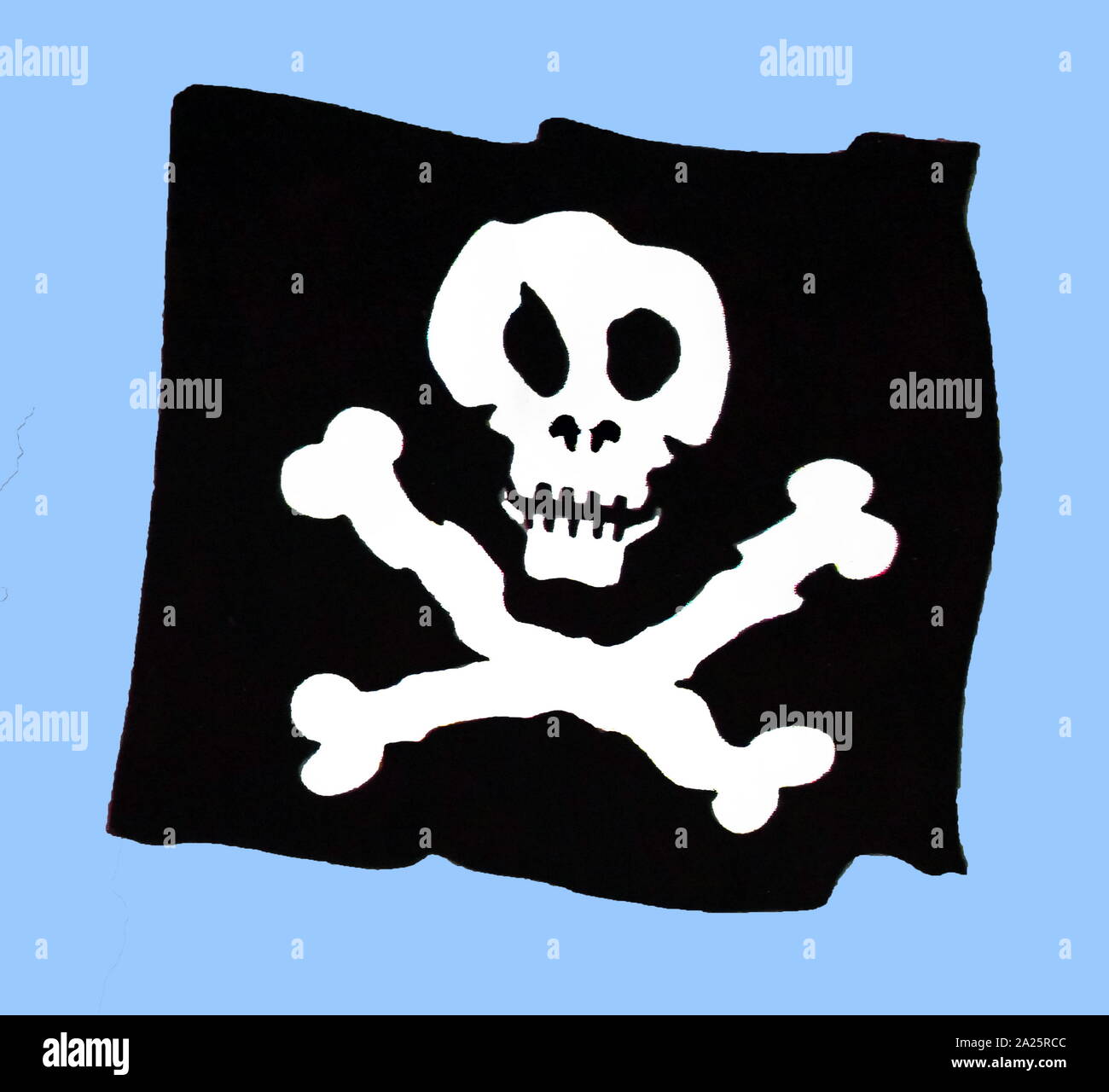 Jolly Roger est le nom anglais de la traditionnelle drapeaux déployés pour identifier un bateau pirate sur le point d'attaque, au cours de la début du 18e siècle. Le drapeau le plus souvent identifié comme le Jolly Roger aujourd'hui, la tête de mort symbole sur un drapeau noir, a été utilisé au cours de la 1710s par un certain nombre de capitaines pirates Banque D'Images