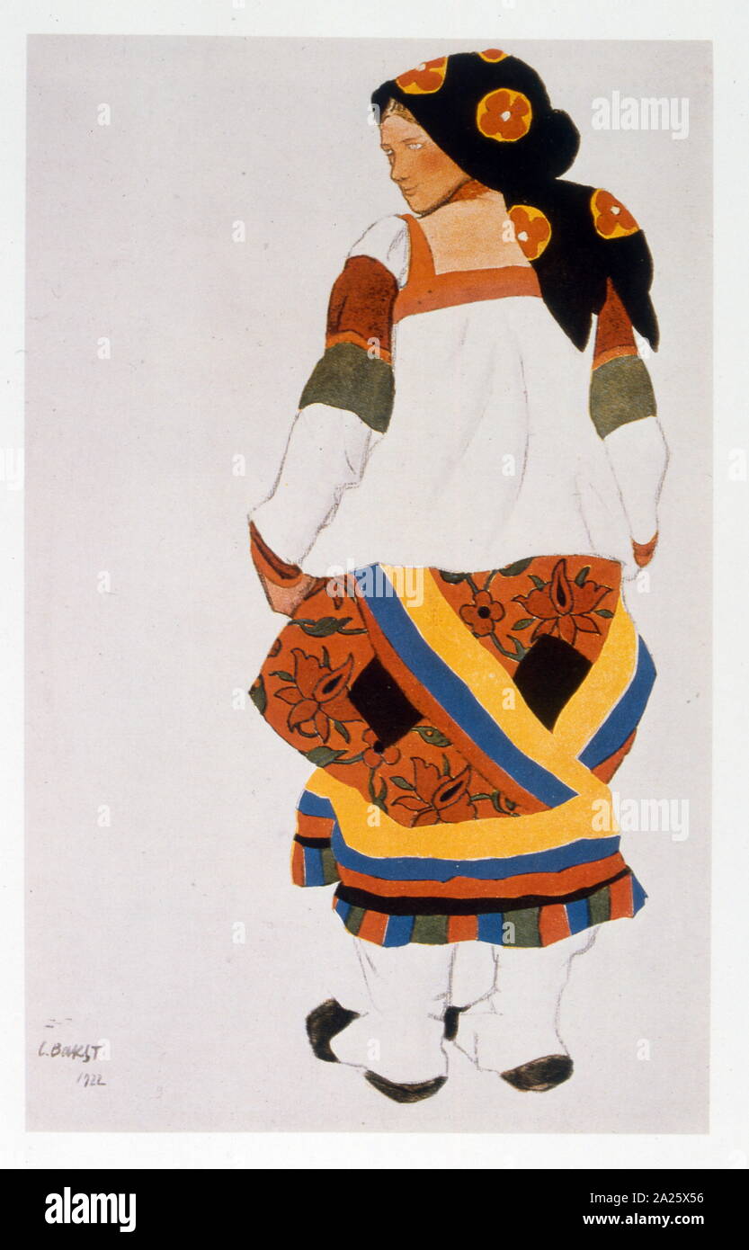 Peinture paysanne, par Léon Bakst (1866 - 1924), concepteur de théâtre russe Banque D'Images