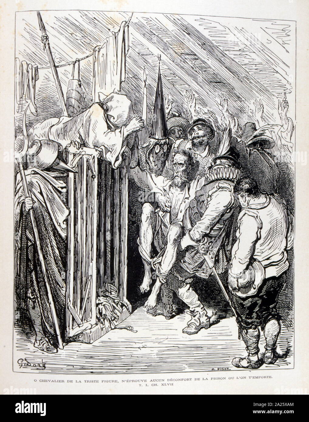 Illustration gravée pour 'Don Quichotte' Écrit par Miguel de Cervantes. illustration (1863), par l'artiste français, Gustave Dore (1832 - 1883) Banque D'Images