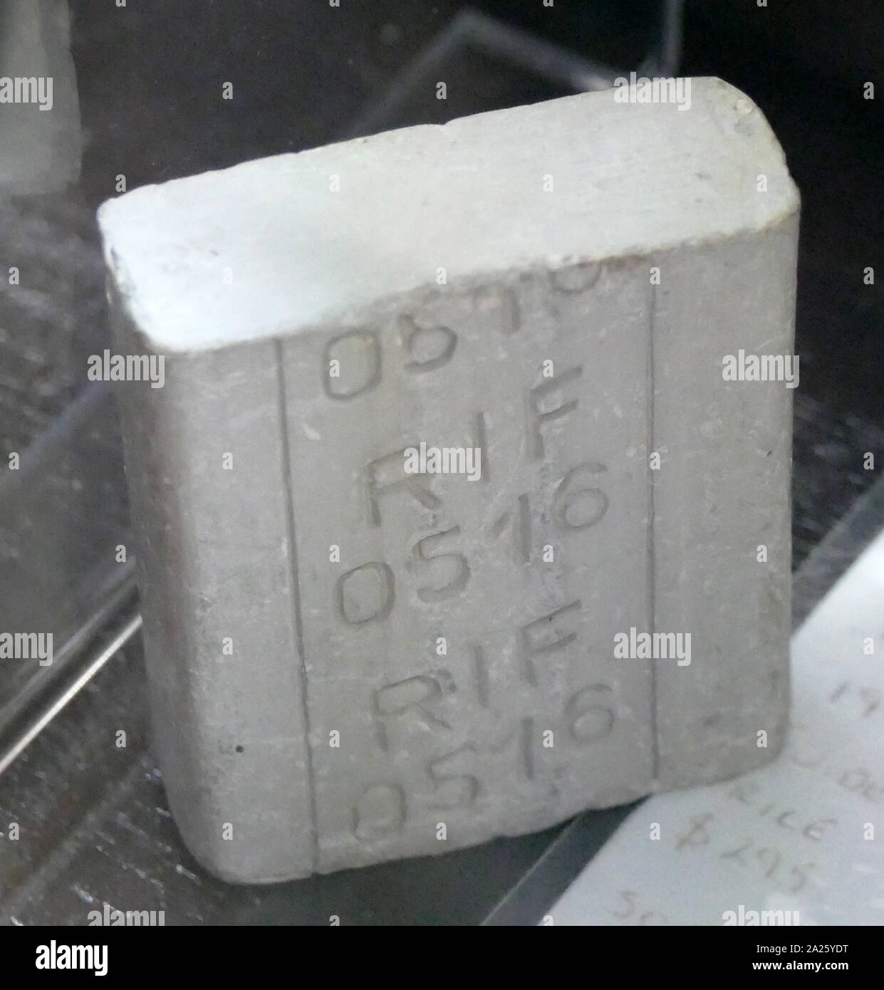 Barres de savon artificielle accordée aux prisonniers dans un camp de concentration avant d'entrer dans la chambre à gaz. Ils ont reçu ces barres de 'soap' pour vendre l'illusion qu'ils allaient d'une douche. Banque D'Images