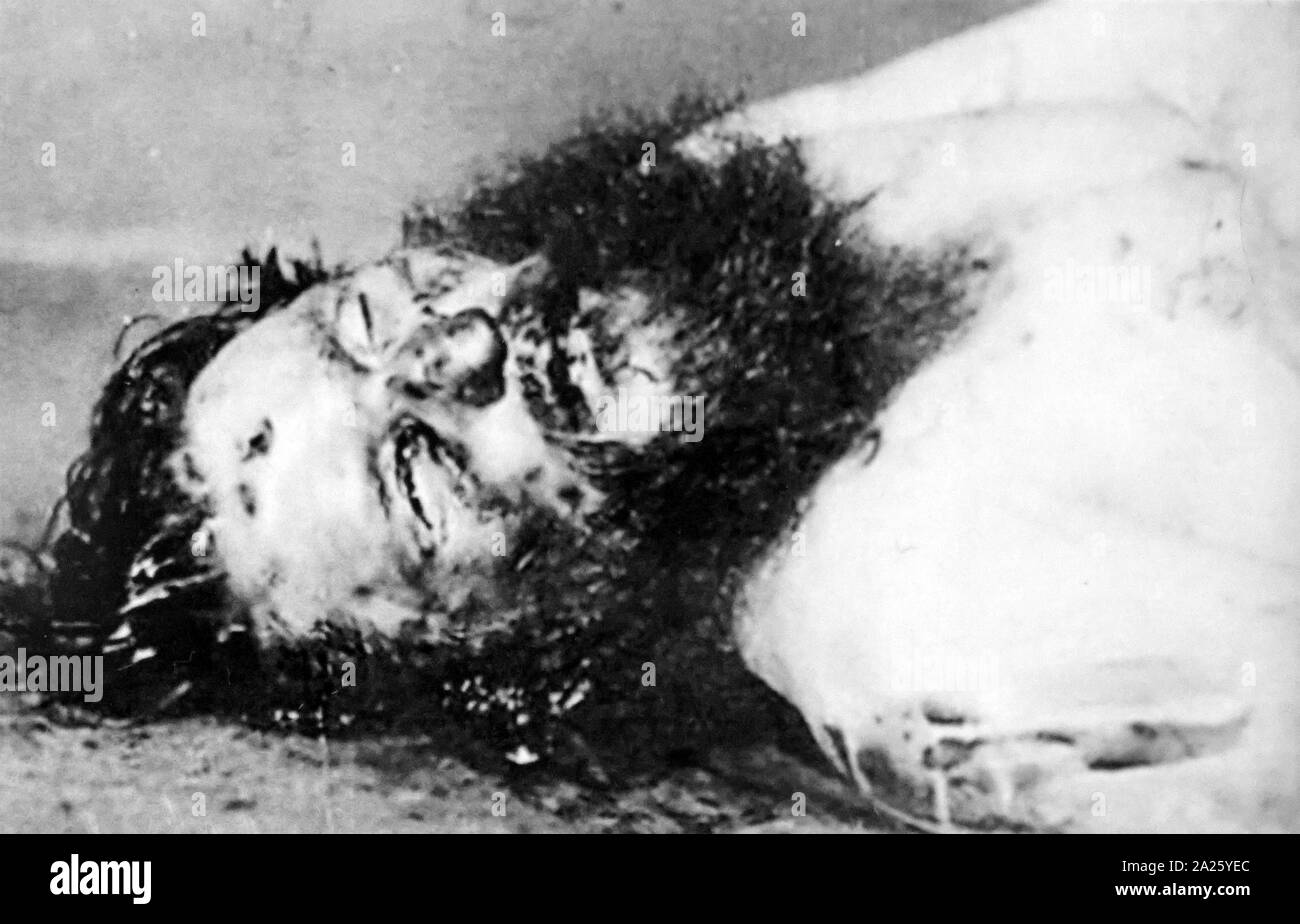 Photographie du cadavre de Grigori Raspoutine. Grigori Efimovitch Raspoutine (1869-1916) un mystique russe et l'auto-proclamé saint-homme, qui avait une grande influence à la fin de la Russie impériale. Banque D'Images