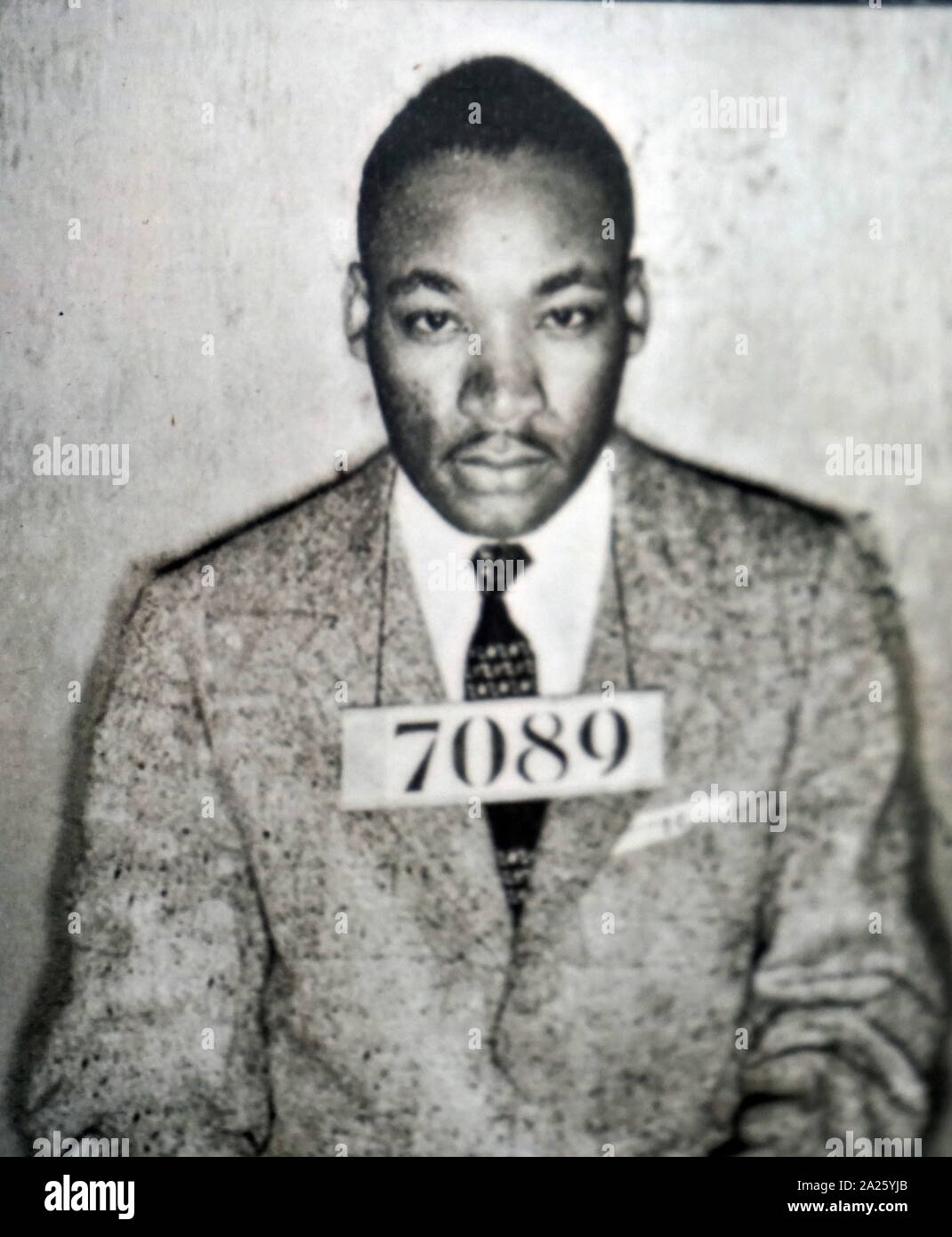 Mug shot of Martin Luther King, . Martin Luther King, Jr. (1929-1968) un ministre baptiste américaine et militante pendant le mouvement des droits civils de 1954 jusqu'à sa mort. Banque D'Images