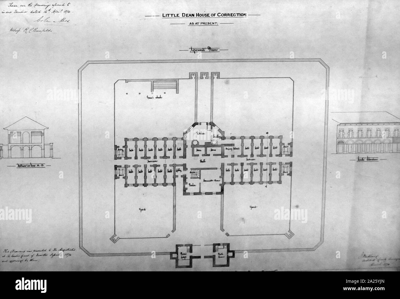 Plan du rez-de-chaussée de Littledean Prison. Prison Littledean a été conçu et construit par Sir George Onesiphorous Pail et William Blackburn. Il a été complété par William Hobson en 1791 après la mort soudaine de Blackburn. Banque D'Images