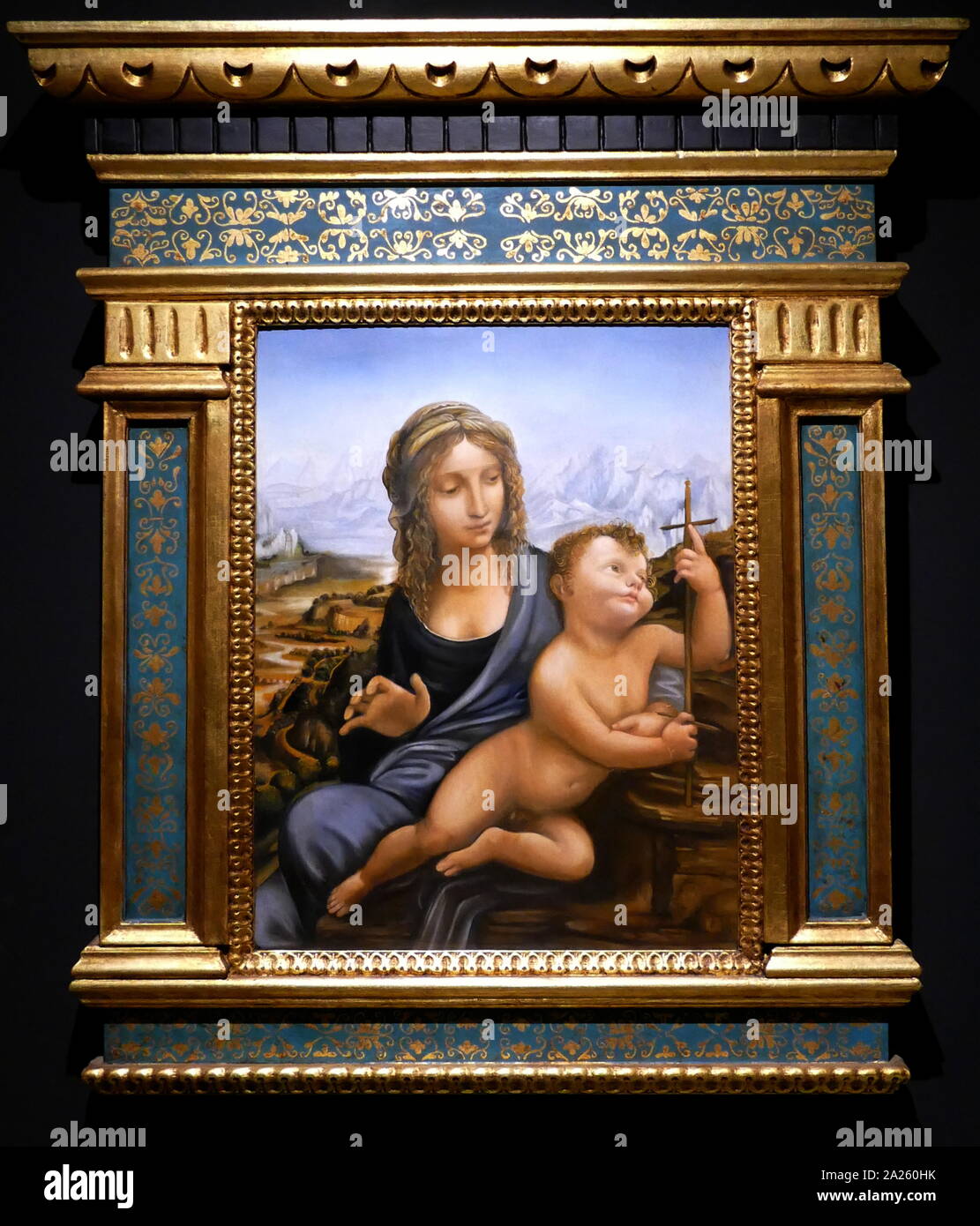 Madonna de l'enrouleur de fil, 1501. Par Leonardo da Vinci (1452-1519), l'artiste italien et polymathe Banque D'Images