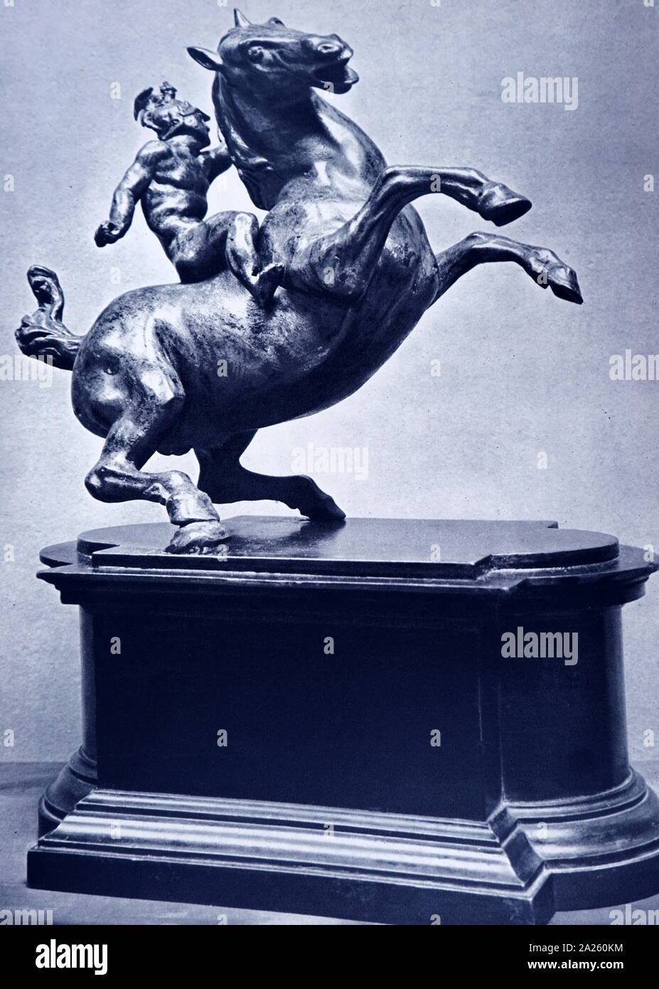 Le cheval et le cavalier, bronze, ch. 1506-08. Budapest, Musée des beaux-arts (23,5) haut de polymathe italien. atelier Léonard de Vinci (1452-1519). Banque D'Images