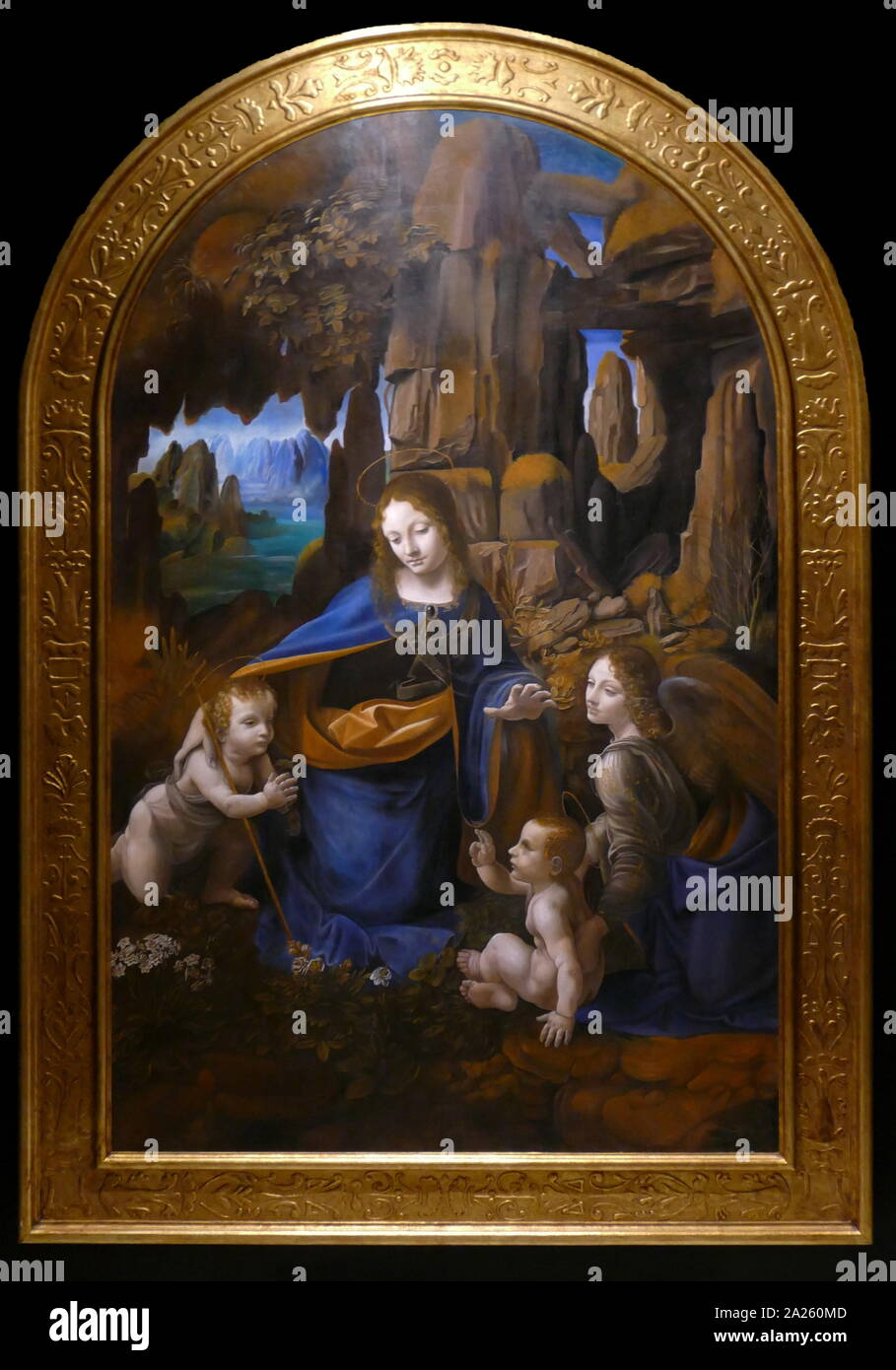 Vierge aux rochers (version de Londres), 1508, huile sur panneau par Leonardo da Vinci (avril 1452 - Mai 1519), un mathématicien italien de la Renaissance. Banque D'Images