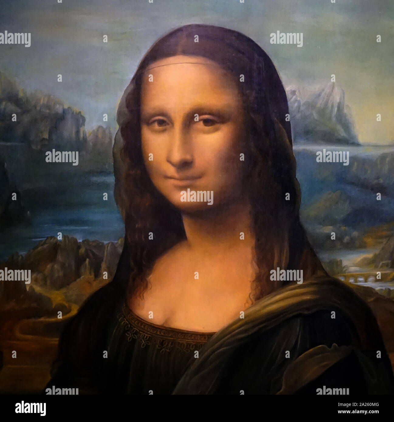 La Mona Lisa (La Joconde) une peinture de l'artiste italien de la Renaissance Léonard de Vinci est un portrait de Lisa Gherardini, épouse de Francesco del Giocondo. L'huile sur un panneau de peuplier blanc. Il avait été soupçonné d'avoir été peintes entre 1503 et 1506 ; cependant, Leonardo pourrait avoir continué à y travailler jusqu'en 1517. Leonardo da Vinci (avril 1452 - Mai 1519), un mathématicien italien de la Renaissance Banque D'Images