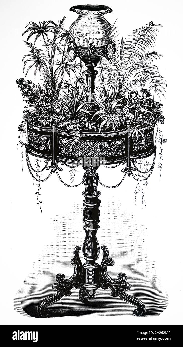 Une gravure représentant un piédestal ou Fenêtre 'jardin'. En date du 19e siècle Banque D'Images