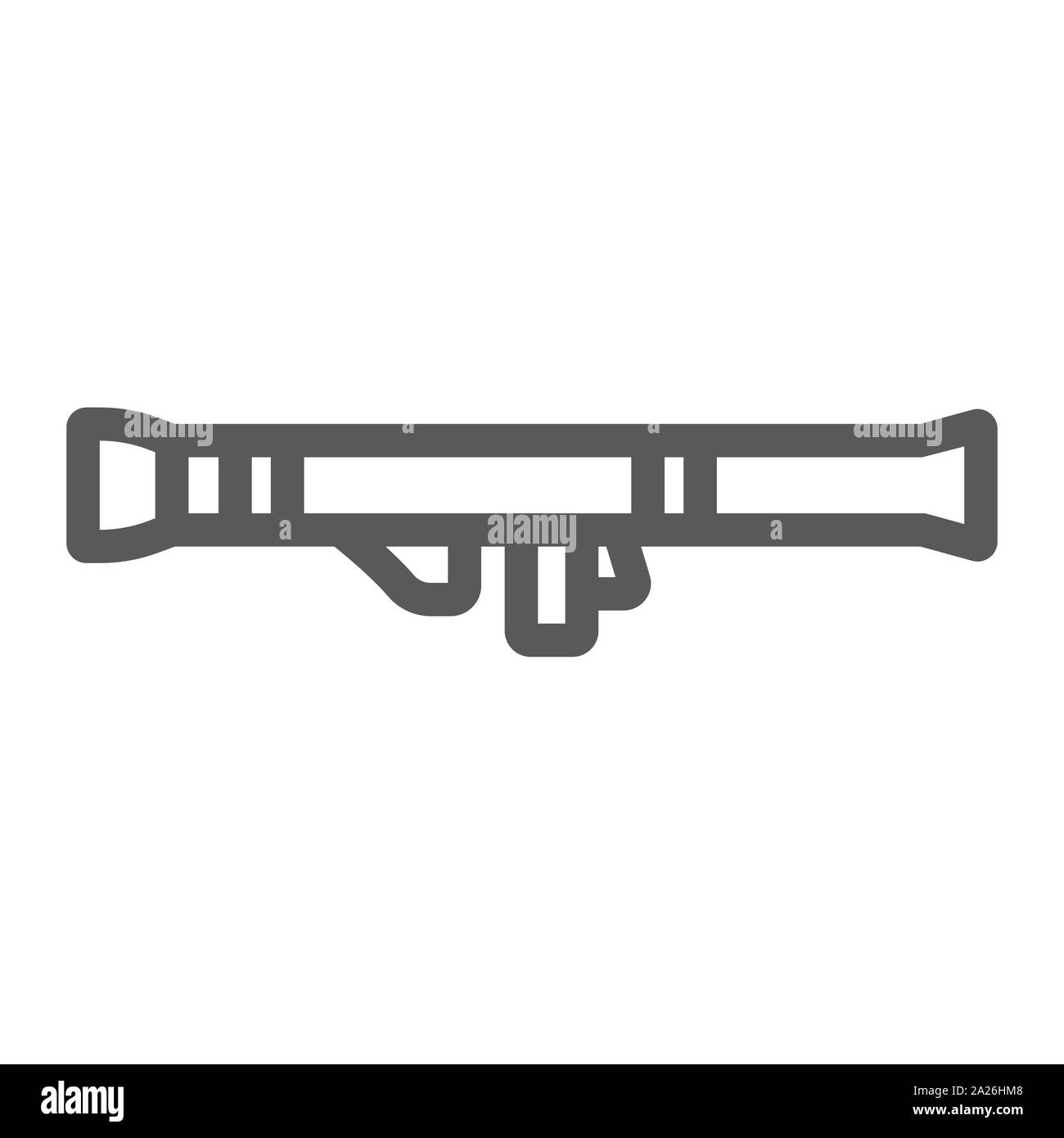 L'icône de la ligne de lance-roquettes, l'armée et l'armée, signe d'armes nucléaires, le vectoriel, un motif linéaire sur un fond blanc. Illustration de Vecteur