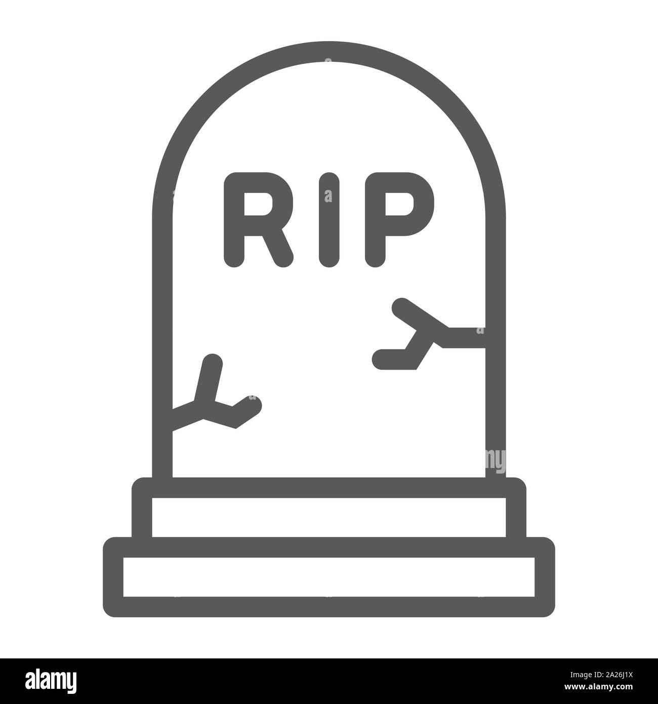 L'icône de la ligne tombe, tombe et funérailles, signe de tombstone, le ...