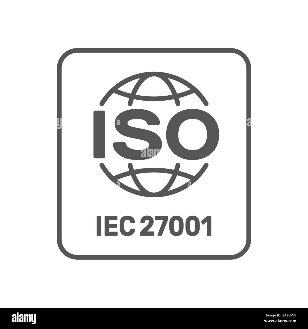 Certifié ISO 27001 label. La norme ISO CEI 27001 signe. Vector illustration. EPS 10. Illustration de Vecteur
