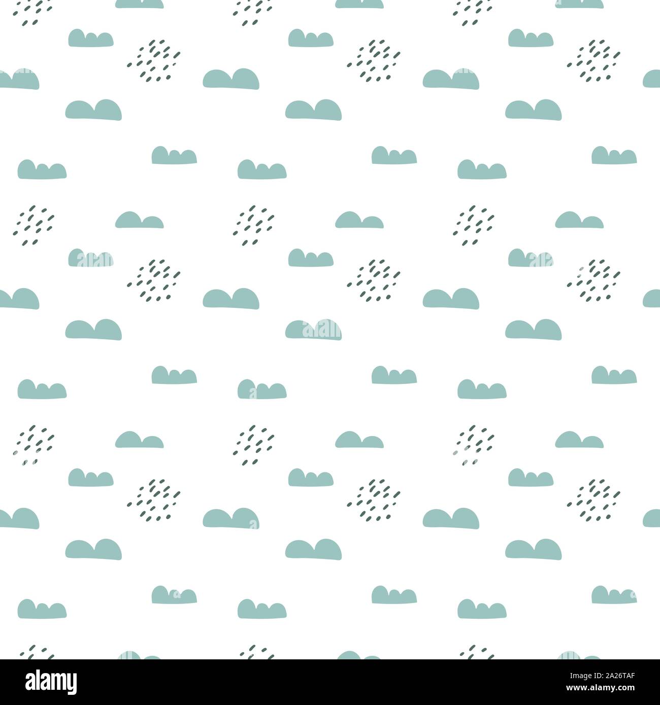 Vector pattern transparente scandinaves les nuages et la pluie. Doodle simple mignon pour les enfants fond papier peint, textile de chambre Illustration de Vecteur