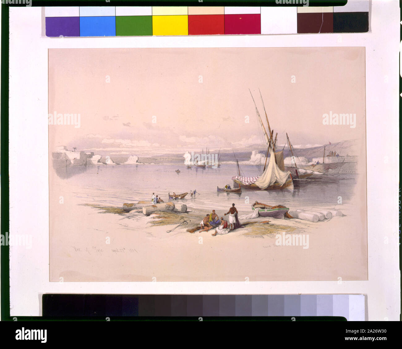 Port de Tyr 27 Avril 1839 / David Roberts, R.A. Banque D'Images