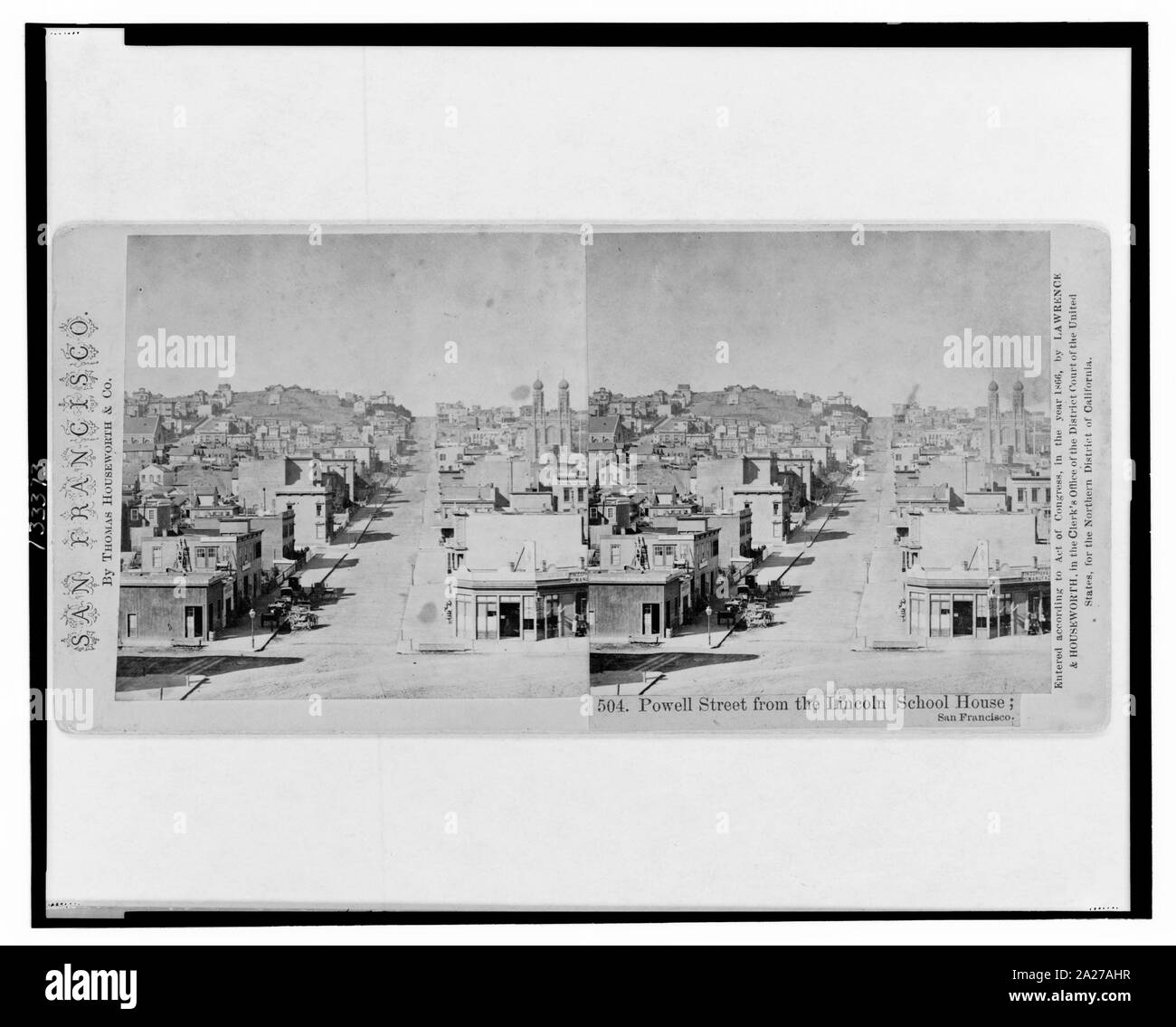 Powell Street à partir de la Lincoln School House, San Francisco Banque D'Images
