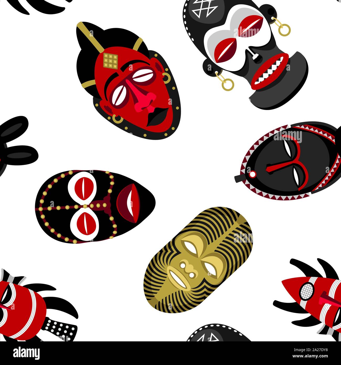 Masques africains Pattern 2 Illustration de Vecteur