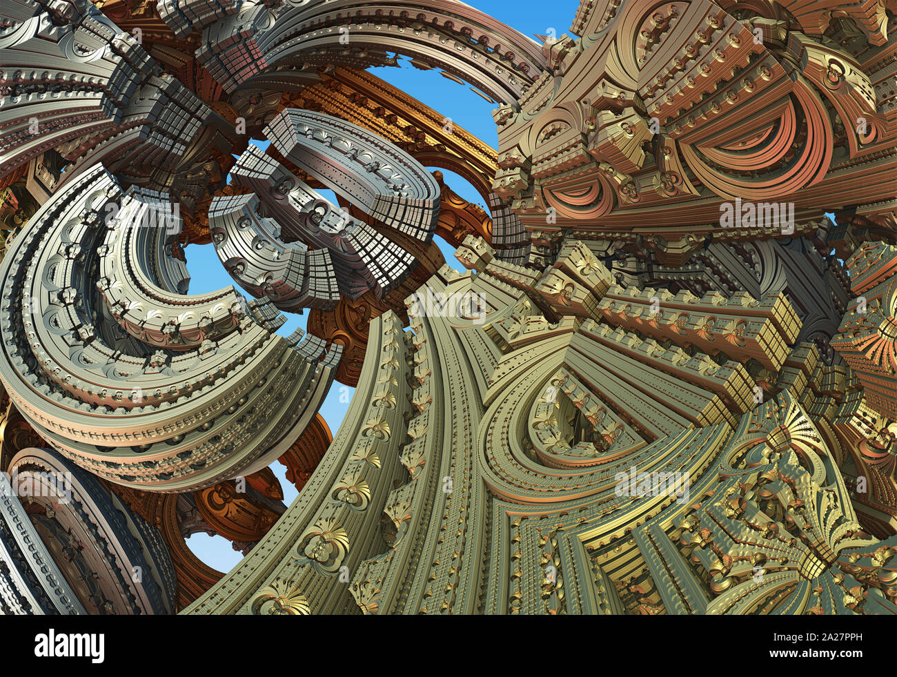 Arrière-plan 3D, fractales abstract 3D illustration, l'élément de conception Banque D'Images