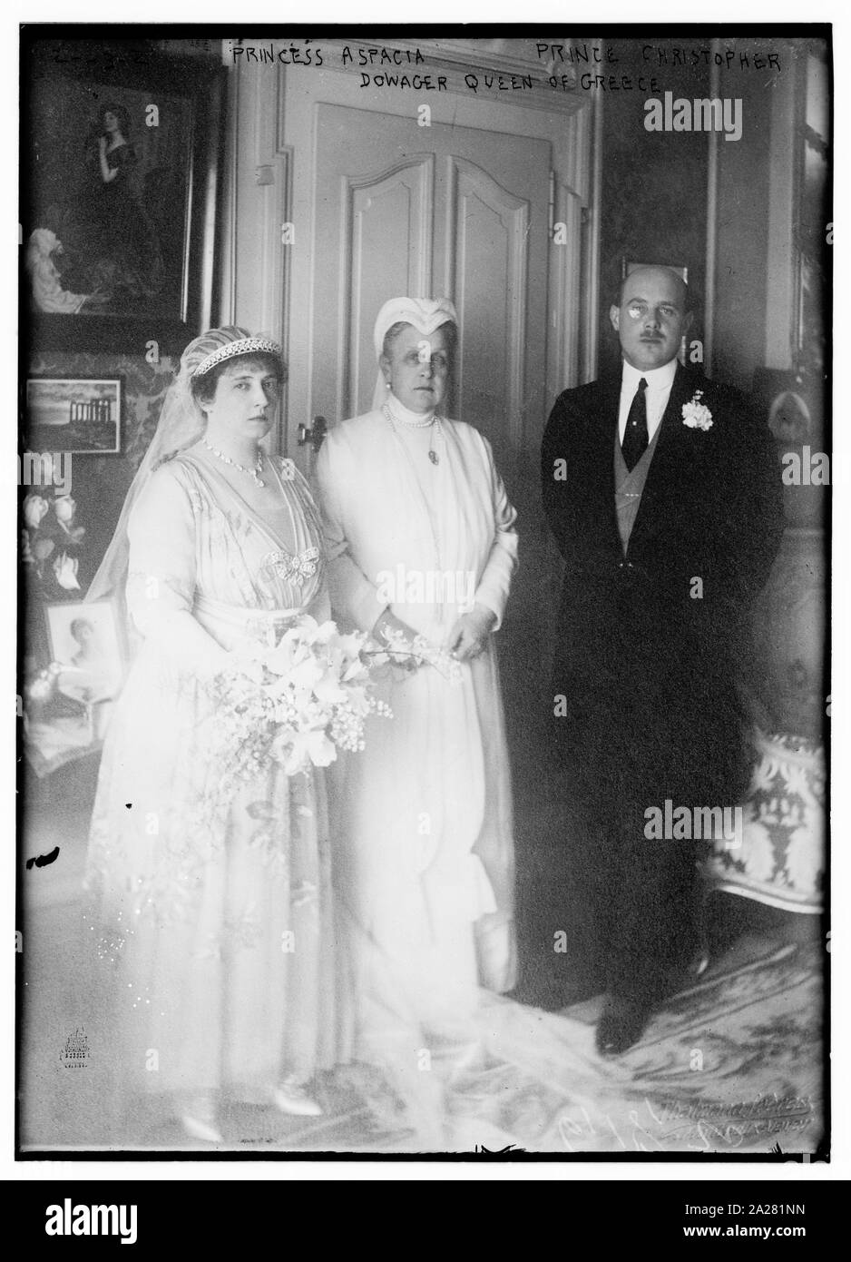 La princesse Anastasia, c.-à-Aspacia Prince Christopher et douairière la Reine de Grèce Banque D'Images