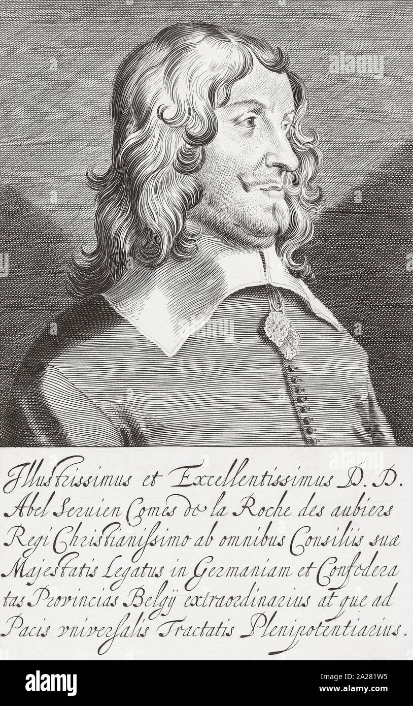 Abel Servien, marquis de Sablé et de Boisdauphin, 1593 -1659. Diplomate français. Il a signé le Traité de Paix de Westphalie pour les Français. Banque D'Images