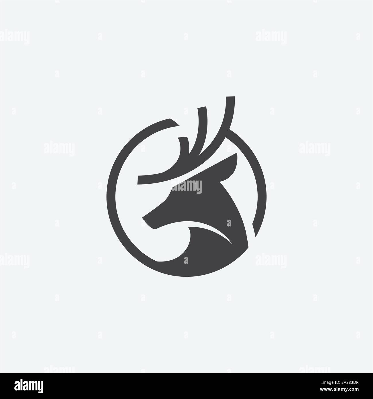 Logo Design circulaire unique deer, deer head icône icône circulaire, géométrique, concept logo cerf cerf pluie illustration Illustration de Vecteur