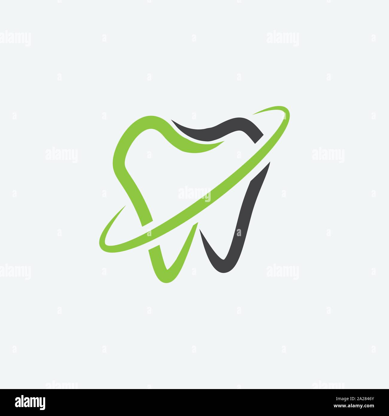 Les soins dentaires et les soins dentaires, de la feuille d'association et de l'icône, le symbole biologique et organique dentaire unique modèle de conception de logo, icône de charbon dentaire vert Illustration de Vecteur