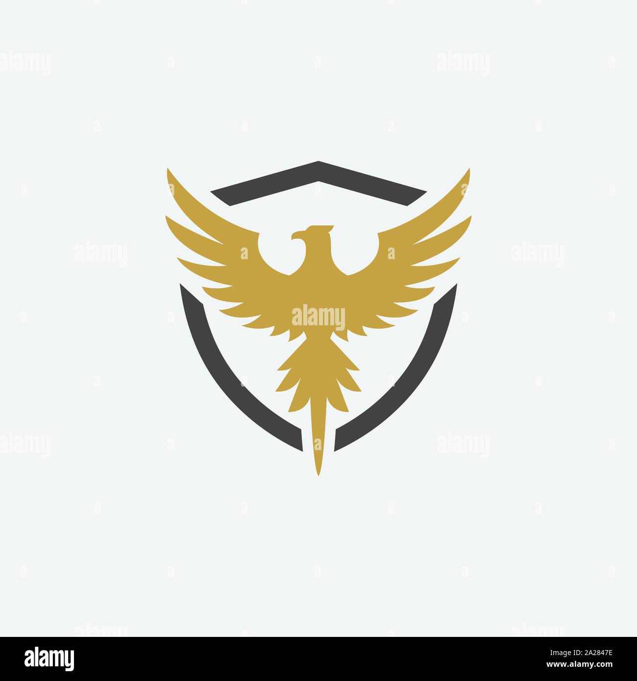 Icône de bouclier et d'oiseaux, Phoenix design logo design illustration, logo, logo hawak falcon, symbole de l'aigle Illustration de Vecteur