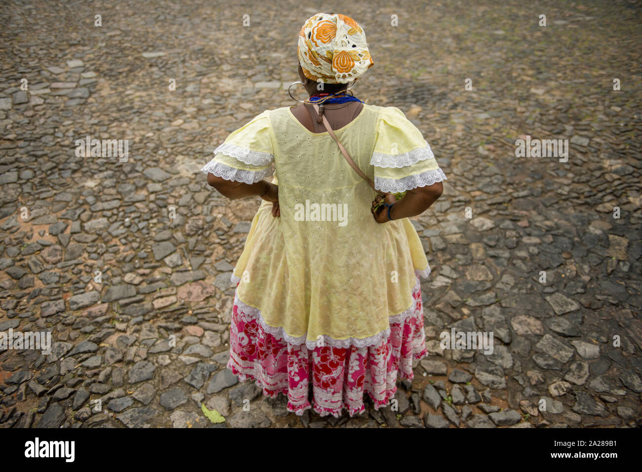 Baiana typique dans le Pelourinho, le quartier historique de Salvador Banque D'Images