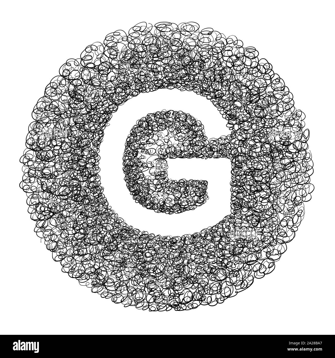 Hand made font tirées avec stylo graphique sur fond blanc Banque D'Images