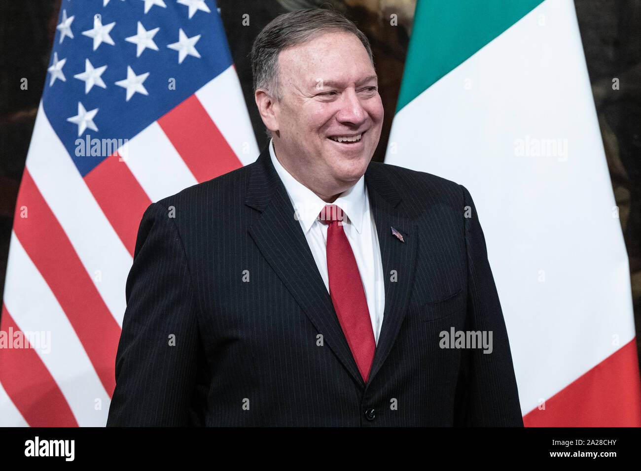 Rome, Italie. 06Th Oct, 2019. La secrétaire d'État Michael Richard Pompeo au cours de la rencontre avec le Premier Ministre, Giuseppe Conte, au Palais Chigi. Credit : SOPA/Alamy Images Limited Live News Banque D'Images