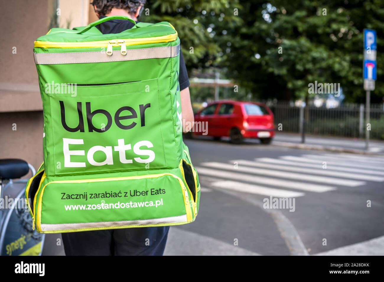 Uber mange livraison en ville Banque D'Images