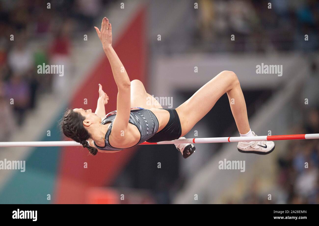 Doha, Qatar. Sep 30, 2019. Lasitskene Mariya gagnant (RUS/Ana/1e place), la finale des femmes saut en hauteur, sur les Championnats du Monde 2019 30.09.2019 à Doha/Qatar, à partir de la 27.09. - 10.10.2019. | Conditions dans le monde entier : dpa Crédit photo alliance/Alamy Live News Banque D'Images