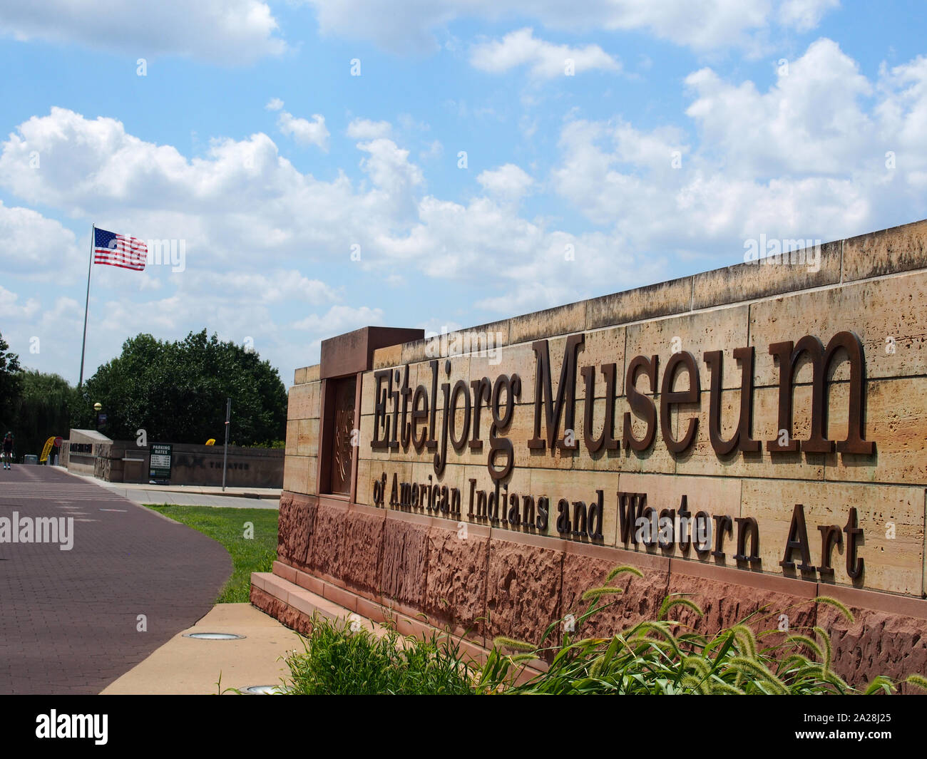 Panneau d'entrée du Musée Eiteljorg, Indianapolis, Indiana, USA, le 27 juillet 2019, © Katharine Andriotis Banque D'Images