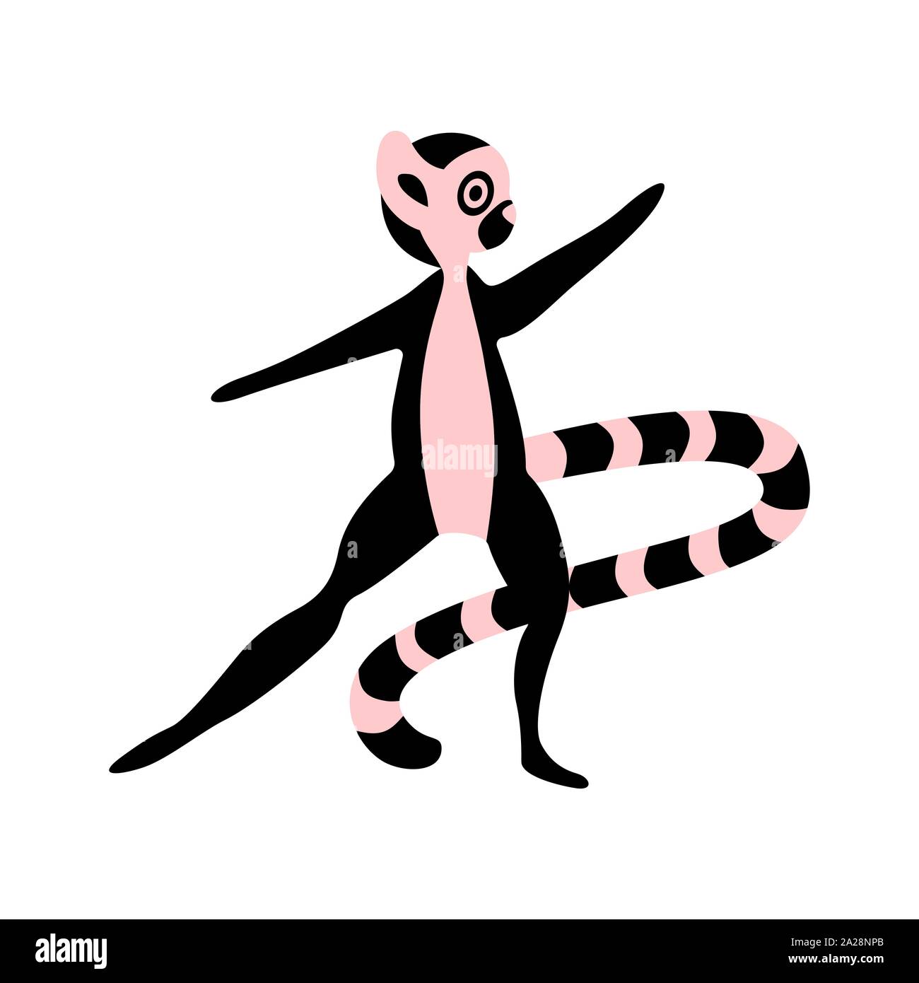 Cute cartoon lemur isolé sur fond blanc. Funny dancing bébé animal. Télévision vector illustrtation. Illustration de Vecteur