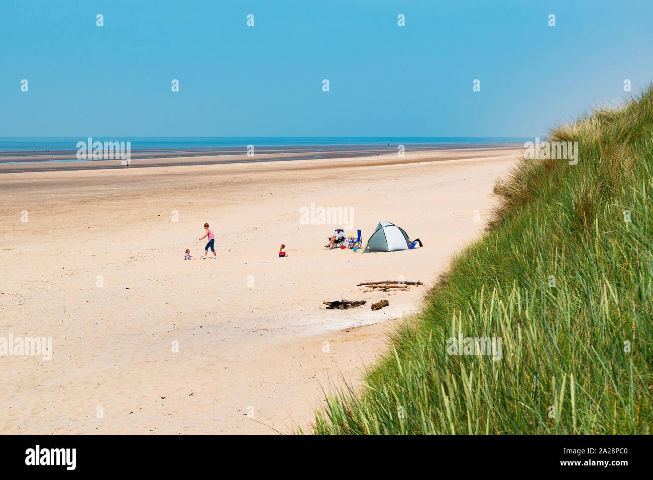 La vaste étendue de la plage de sable de formby dans le Merseyside, en Angleterre, Grande-Bretagne, Royaume-Uni. Banque D'Images