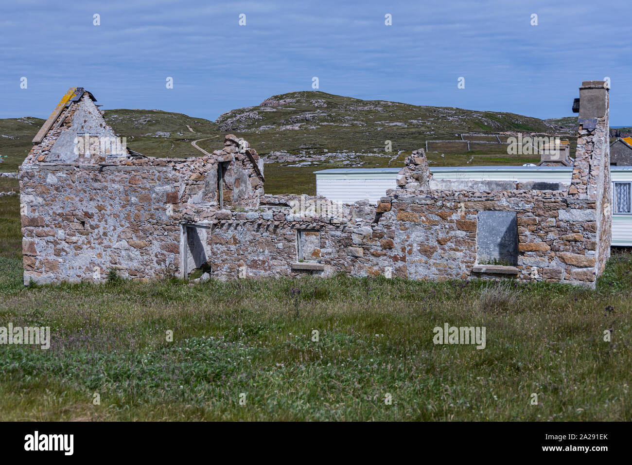 L'île d'Irlande cottages abandonnés Banque D'Images