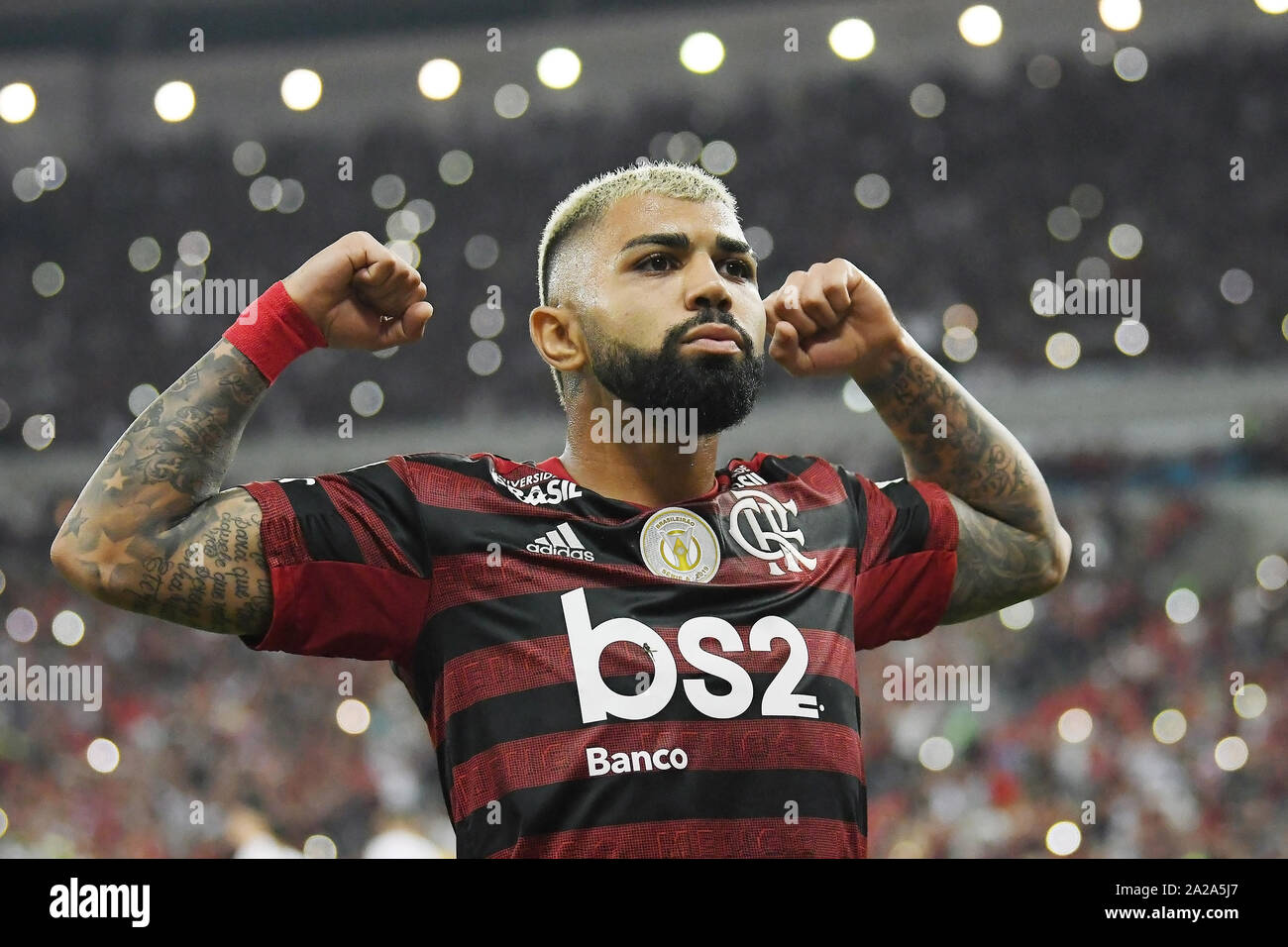 Rio de Janeiro, Brésil, le 25 septembre 2019. Le Flamengo football Gabigol  Gabriel fête son but pendant le match Flamengo x Internacional Photo Stock  - Alamy